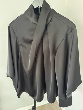 Eloquii Black Satin Cross Neck blouse